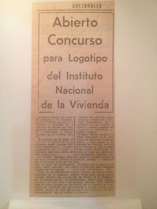Logotipo INAVI (Instituto Nacional de la Vivienda), ganador por concurso, El Nacional, Caracas, 1975.